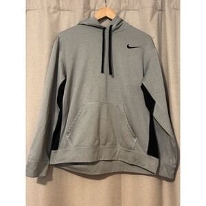 Nike Hoodie Mens Size Large Gray/Black Therma FIT Pullover Training Long Sleeve